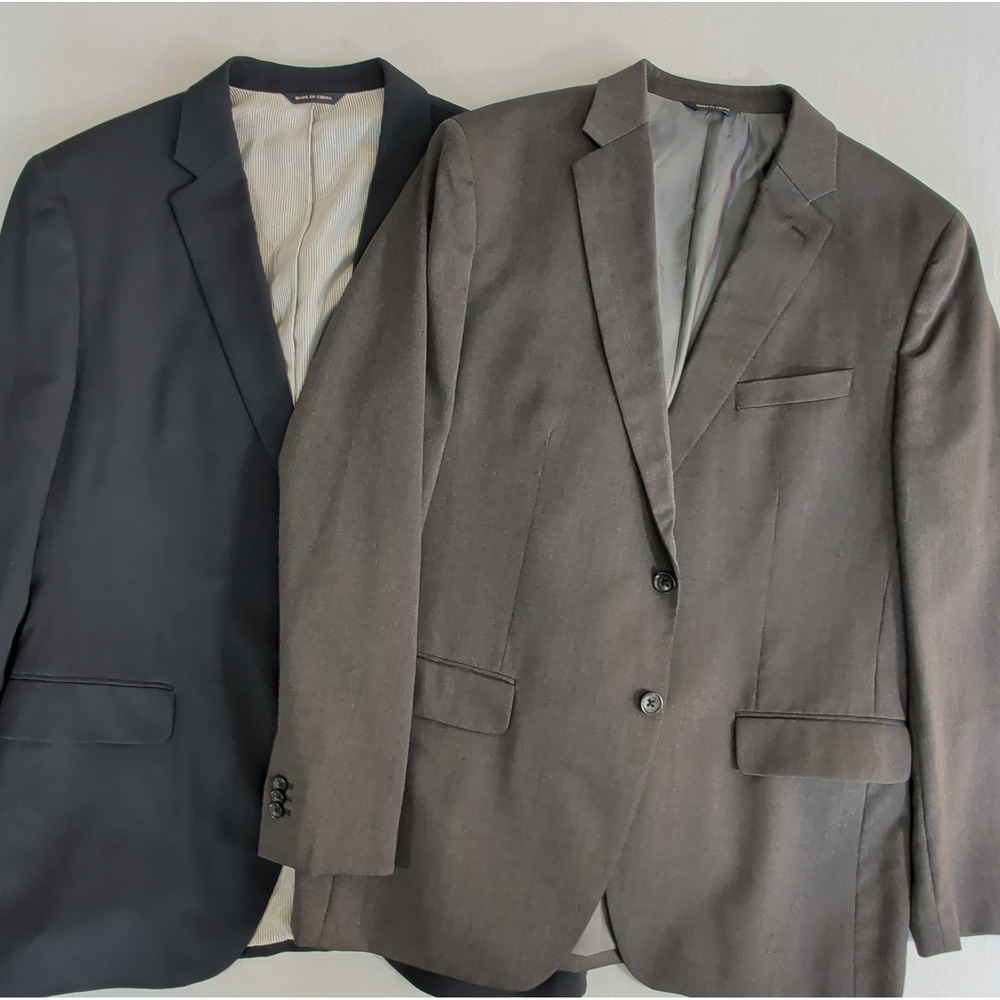 Lot of 2 Banana Republic Lanificio Cerruti Blazers 44R Navy Charcoal 100% Wool